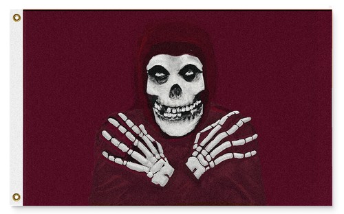 CRIMSON GHOST Skeleton Flag HORROR punk rock PIRATES misfits FIENDS Black or Red - Picture 2 of 10