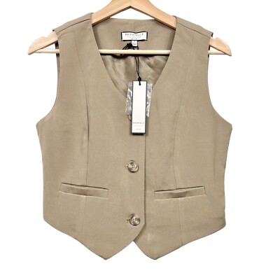 Bagatelle Collection NY Womens Suit Vest Size Small Tie Back Brown NWT