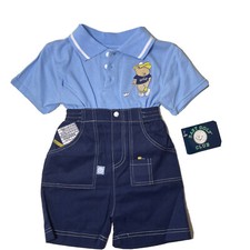 Baby Boys Golfing Outfit Size 2T Shorts and Shirt Embroider Golfing Bear
