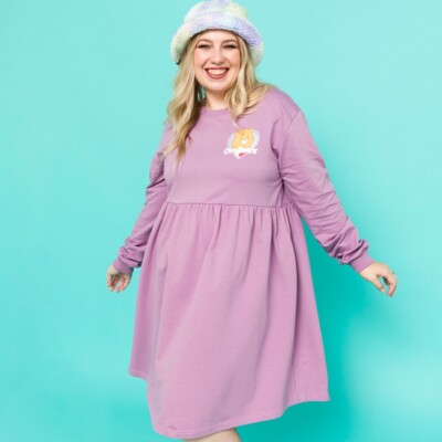 cos purple sweater dress Snapback Sweater Dress (PURPLE)