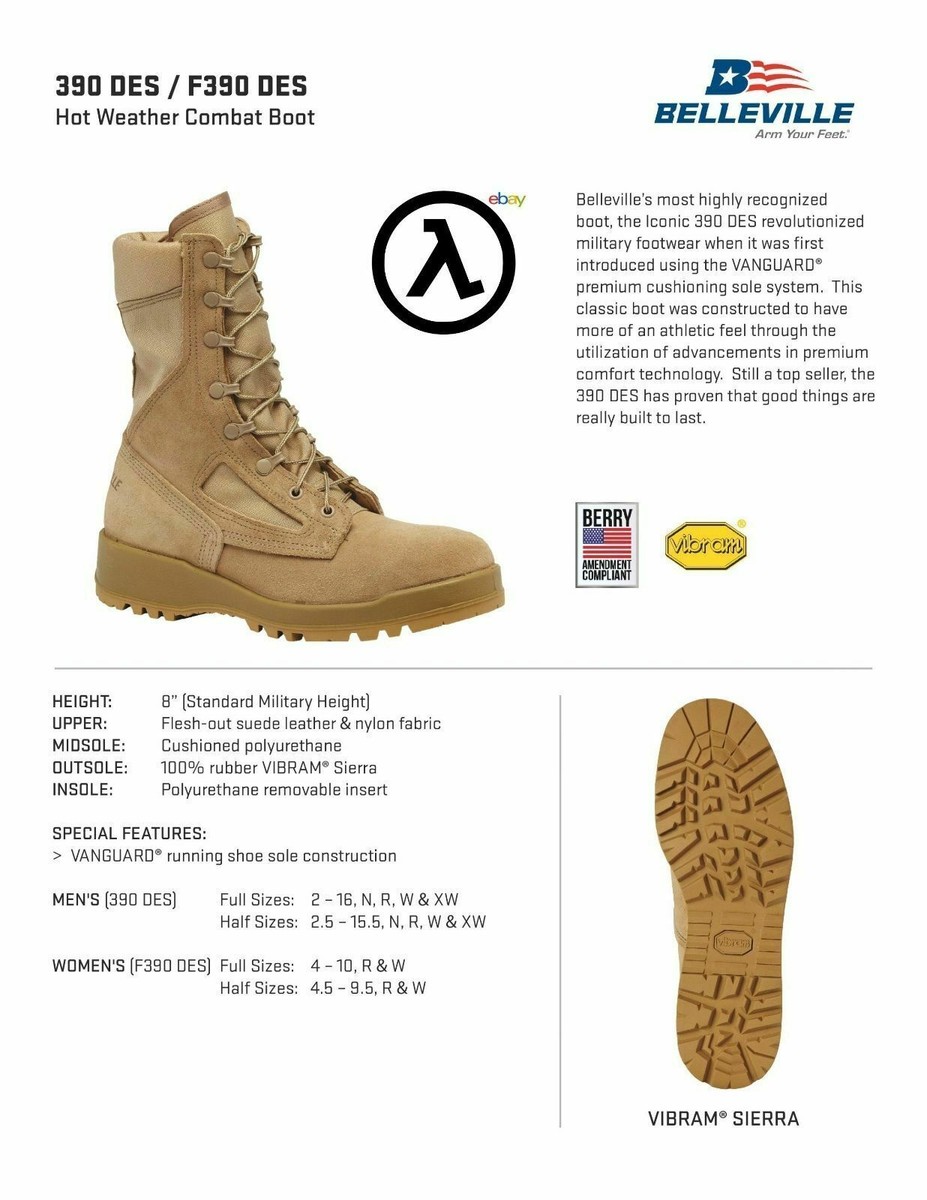 BELLEVILLE 390 DES DESERT TAN HOT WEATHER COMBAT BOOTS Size  display picture 1