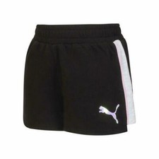 Puma Girl's Active Casual Cotton Blend Logo Shorts Large Black