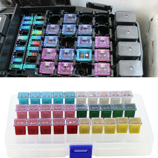 30Pcs 20~60A Female Fuse Link Cartridge Car Fuses For Nissan Mazda Honda Toyota