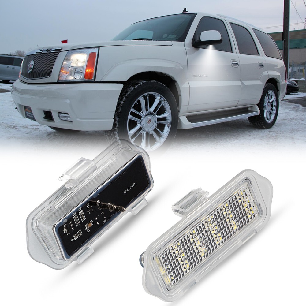 2x 6000K LED Under Mirror Puddle Lights For Cadillac Escalade ESV