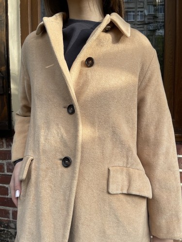Jil Sander, Jil Sander cappotto lana beige vintage bottoni davanti classico Italia tg 36
