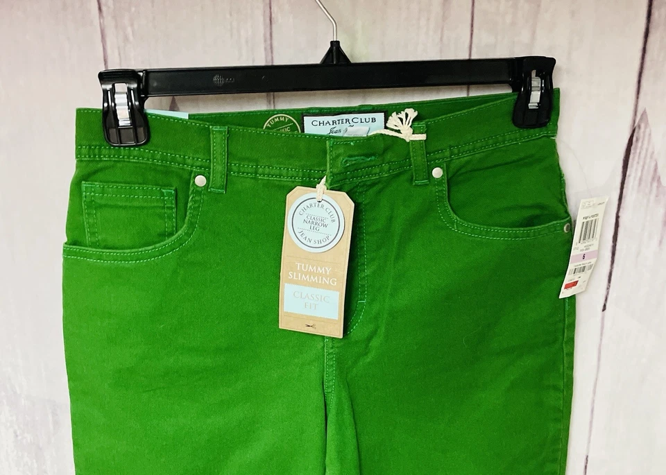 Jeans Charter Club feminino 6 barriga emagrecimento ajuste clássico perna estreita verde irlandês - Imagem 3 de 4