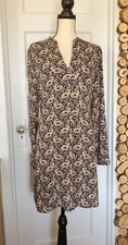 Ann Taylor Loft Black and Blue Long Sleeve Lightweight V-neck Spring Dress Sz S