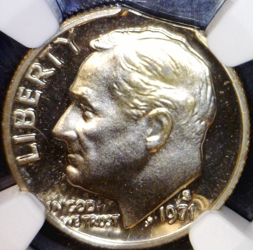 1971s ERROR CLIPPED NGC PROOF 68 CAMEO Roosevelt Dime Coin NICE RARE PRF Error! - Image 2 of 4