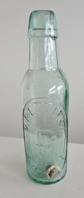 Blob Top Bottle Beer Soda Aqua Glass D. Pettifor, Ansty England John Kilner