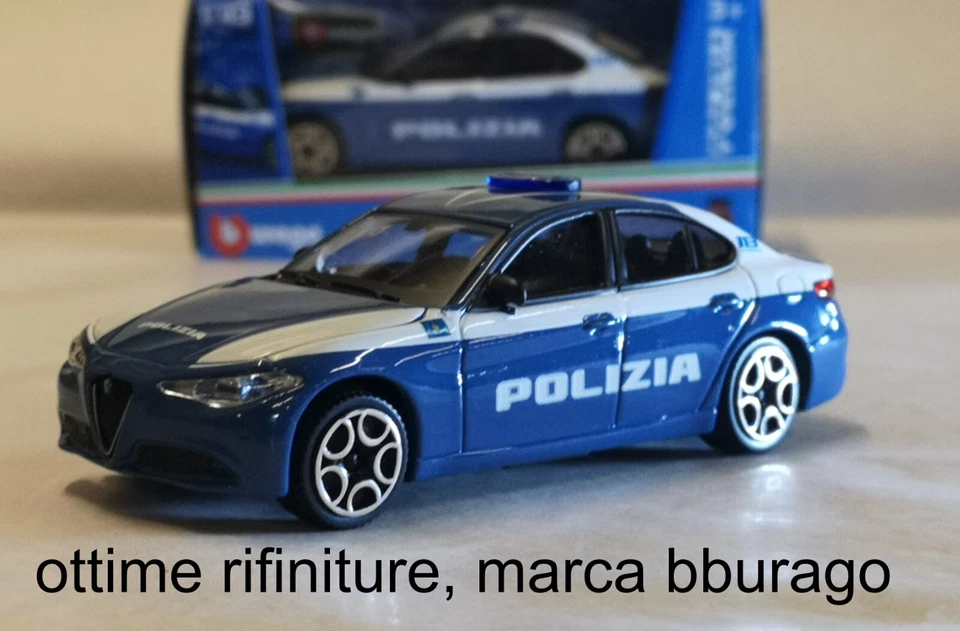 modellino auto 1:43 alfa romeo giulia della polizia modellini 1/43 burago nuova - Immagine 3 di 4