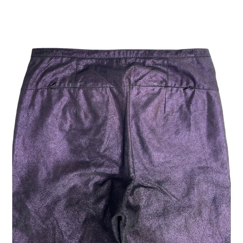 Vintage 00s WILSONS LEATHER Womens 12 Soft Leather Pants Mid Straight Shimmer - Picture 9 of 18