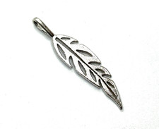 Small Textured Sterling Silver Feather Pendant  