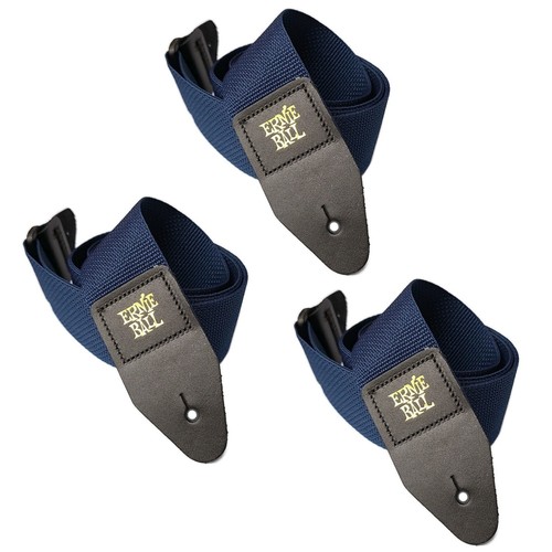 Ernie Ball Navy Guitar Straps Polypro 3 Pack Nylon 2in Wide Bundle - Afbeelding 1 van 6