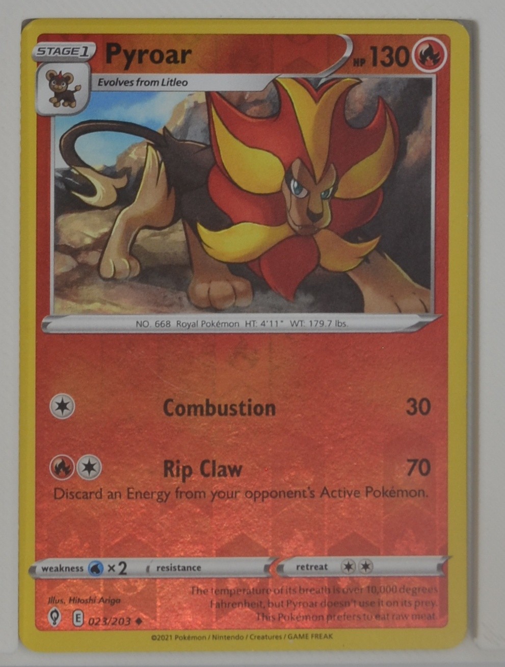 Pyroar 023/203 Evolving Skies Reverse Holo Pokemon TCG