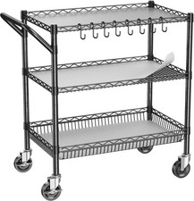 1050Lbs Heavy Duty Utility Cart W/ Wheels 3 Tier Rolling Metal Cart Commercial