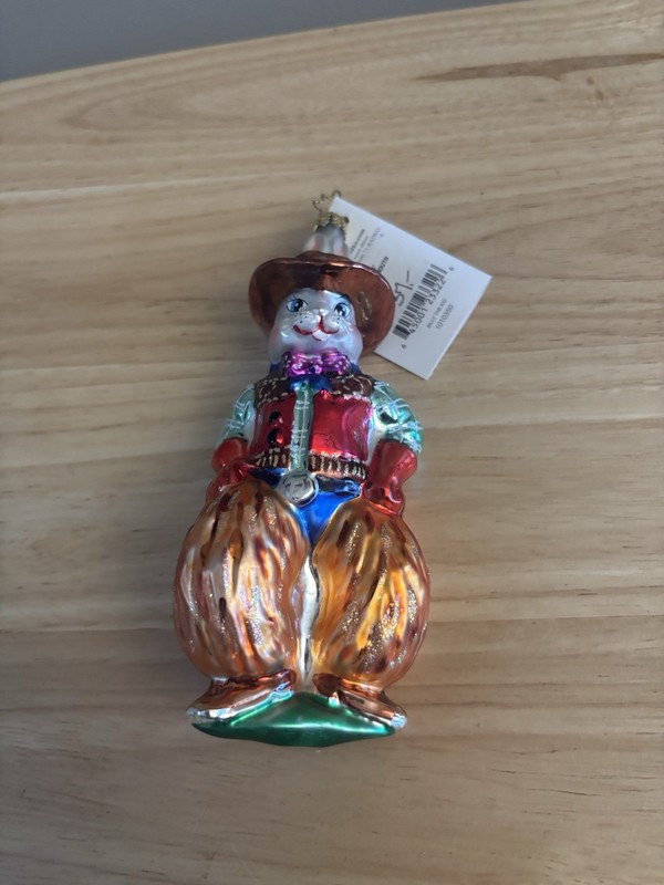 Christopher Radko Billy The Kid Cowboy Rabbit Christmas Ornament w/ Tag