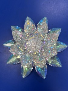 【美品】SWAROVSKI WATERLILYとCRYSTAL BASE Swarovski Waterlily Candleholder Rosaline small