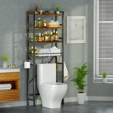 Over the Toilet Storage Shelf 4-Tier Freestanding Bathroom Organizer Brown