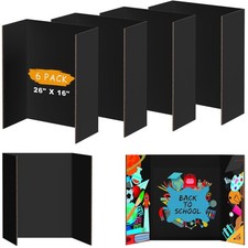 6Pcs Medium Trifold Poster Board, 26" x 16" Black Corrugated Cardboard Tri Fo...