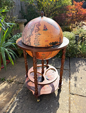 Zoffoli Globe Bar Freestanding Medium Brown Wood Stand with Wine Glass Holder
