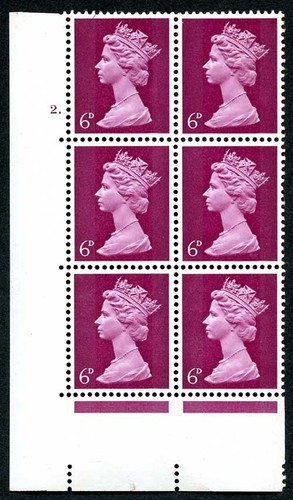 U18(1) 6d Bright Reddish Purple PVA Head A 9.5mm Bands Cyl 2 Dot Perf A - Picture 1 of 1