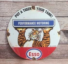 Vintage ESSO Tiger In Your Tank Porcelain Metal Gas Pump Plate Sign
