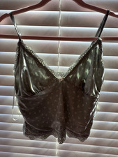 Pink Republic Green White Lace Trim Floral Vintage Camisole Regular Size L