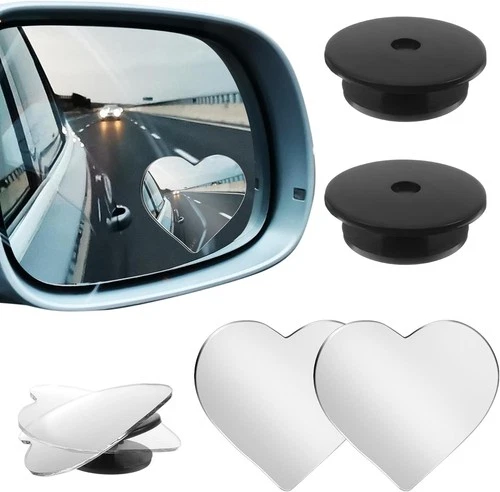 2 Pcs Blind Spot Mirror，Cars Heart Side Mirror Blindspot One Size, white 