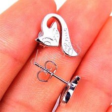 Girl's 925 Sterling Silver Cute Fox "LOVE" Engrave 13mm Stud Post Earrings A1039
