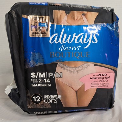 Always Discreet Boutique Maximum Protection Underwear Size S/M - 12 Count