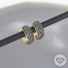 Wert 2190 € schwarze Diamant Creolen (0,87 carat) 585 14 Karat Gelb Gold