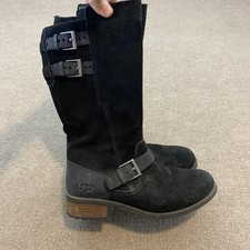 UGG Boots Womens Size 8 Black Suede Mid Calf ...