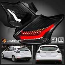 Black Fits 2015-2018 Ford Focus 5Dr Hatchback LED Tail Lights Brake Lamps 15-18