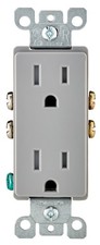 Leviton 206-T5325-Gy 15A 125V Gray Decora Tamper-Resistant Duplex Receptacle