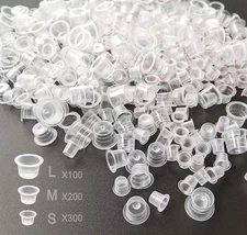 Tattoo Ink Caps, 600PCS Mixed Size Ink Caps Cups, Disposable Plastic Clear Tatto