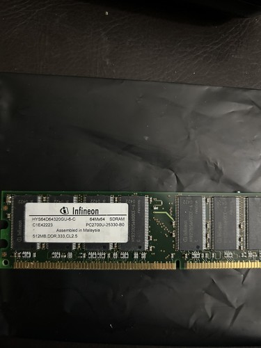 infineon 512MB PC-2700 DDR-333 HYS64D64320GU-6-C RAM single stick - Picture 2 of 4