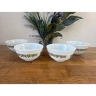 New ListingVintage Pyrex Crazy Daisy Spring Blossom Bowls Set Green Floral Milk Glass MCM