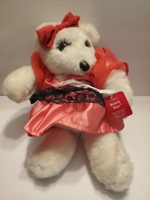 New Sally Beauty Supply White Bear Pink Black Fancy Dress Plush Kamar 13'' 1987