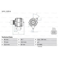 Bosch Generator Lichtmaschine 110A 14V FüR KIA Carnival II Hyundai Terracan