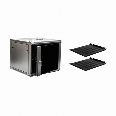 9U IT Wall Mount Network Server Data Cabinet Enclosure 24-inch Depth w/shelves