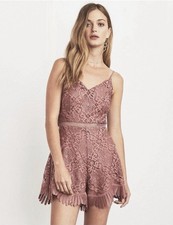 Lovers Friends Revolve Mauve Songbird Lace Sleeveless Tie Back V-Neck Romper