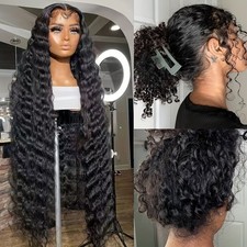 Curly Wave Lace Front Wigs for Women 13 4 Inch Deep Part Space Synthetic Heat Re