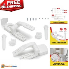 Durable White Plastic Toilet Seat Hinges with Easy Installation - DIY Repair Kit