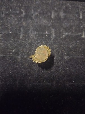 14K Gold Signet Ring Size 6 ''Aries'' greek coin + design.  Gr8 for Mar/April bday