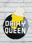 VINTAGE 8.5x6" DQ DAIRY QUEEN ICE CREAM DAIRY GASOLINE OIL PUMP PORCELAIN SIGN