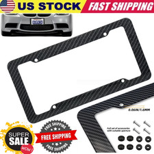 New Car Carbon Fiber License Plate Frame Cover Front Rear Universal Usa