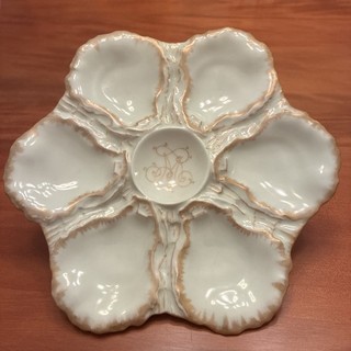 Haviland & Co Limoges France Antique Oyster Plate 9” Gold Gilt