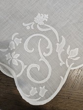 Vintage Madeira Linen White Monogram J Wedding Handkerchief Hanky Hankie