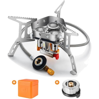 Campingkocher Gaskocher 6800W Propan Windschutz faltbar Aluminium Wandern Pic...