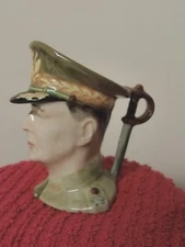 1940s WWII General Douglas MacArthur Cup Campaign Ceramic Toby Mug 3 1/4" Tall